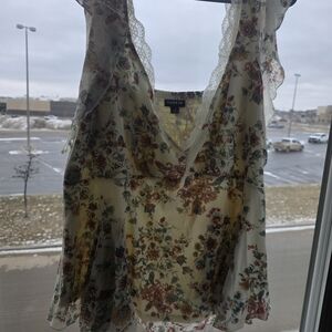 Torrid Floral Lace Blouse - Cream and Multicolor